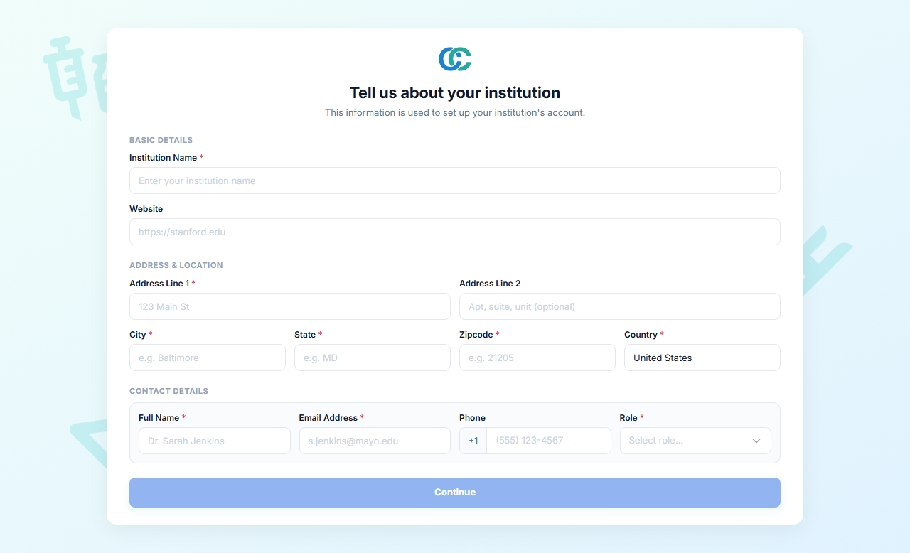 Institution Setup