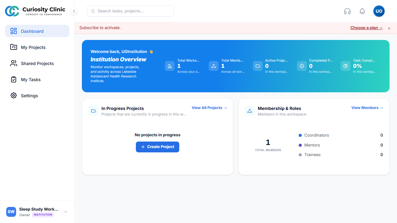 Institution Dashboard