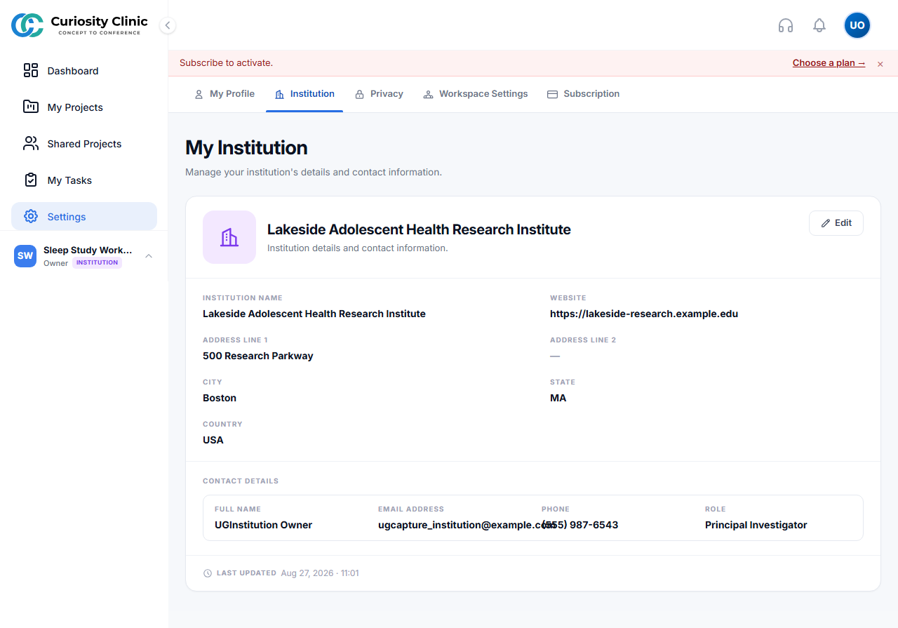 Institution Profile